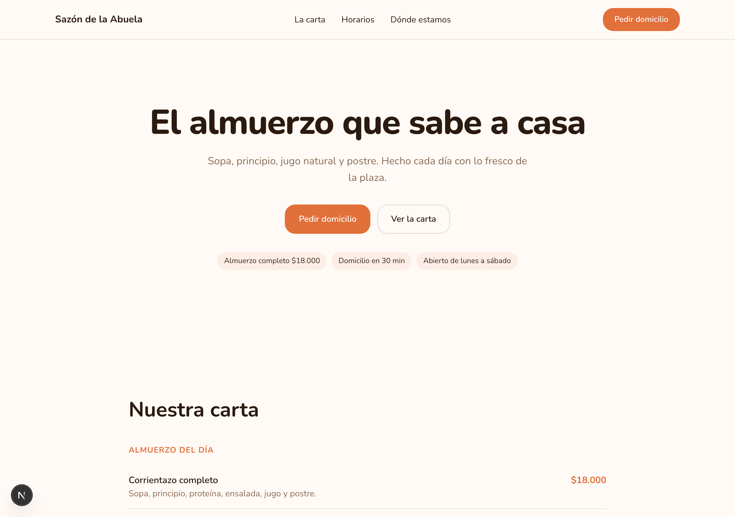 Página web de Sazón de la Abuela
